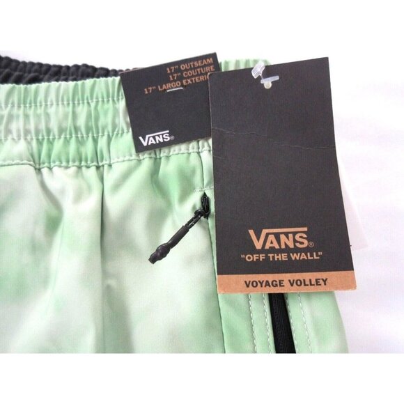 Vans Men's Voyage Volley 17" Tie Dye Swim shorts Celadon Green Black White NWT - Picture 2 of 4